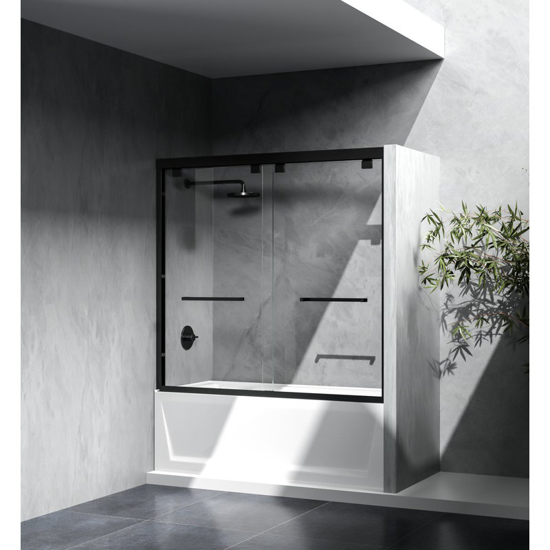 Porte de baignoire double coulissante 54,33 - l 60 po x H 60 po, Noir