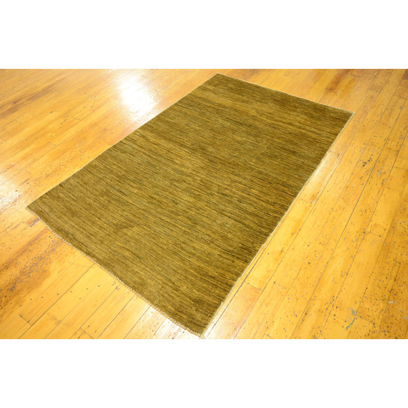 Tapis de zone en laine 3 pi 11 po x 5 pi 9 po main one-of-kind noué la brown Nash