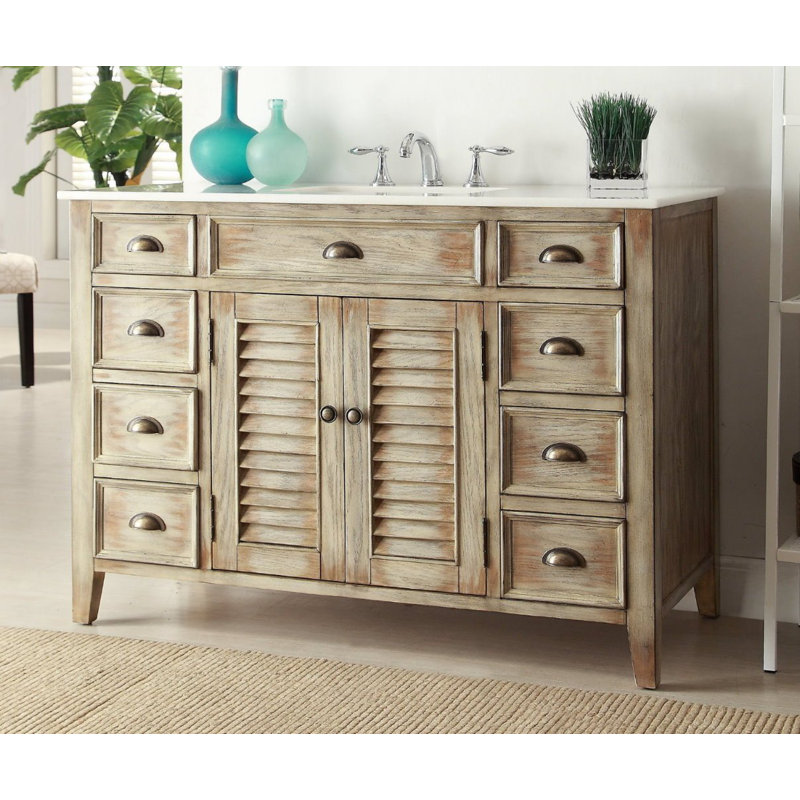 Ensemble de meuble-lavabo simple pour salle de bain de 47 po Lemoore, Beige patiné