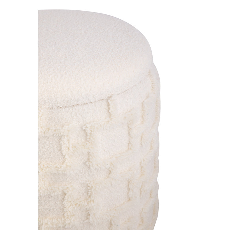 Elegant Ivory 16" Round Storage Ottoman with Hidden Compartment