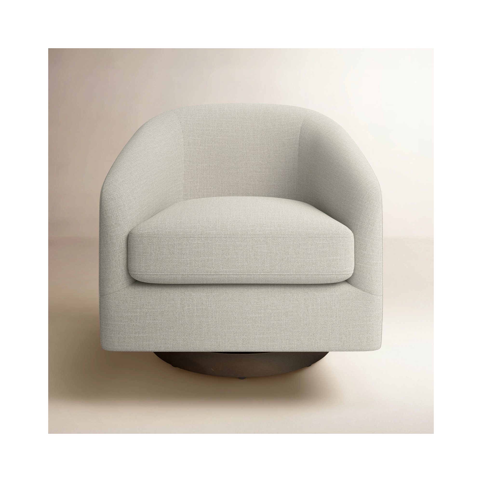 Bennett Upholstered Swivel Barrel Chair, Effie Linen Performance Linen