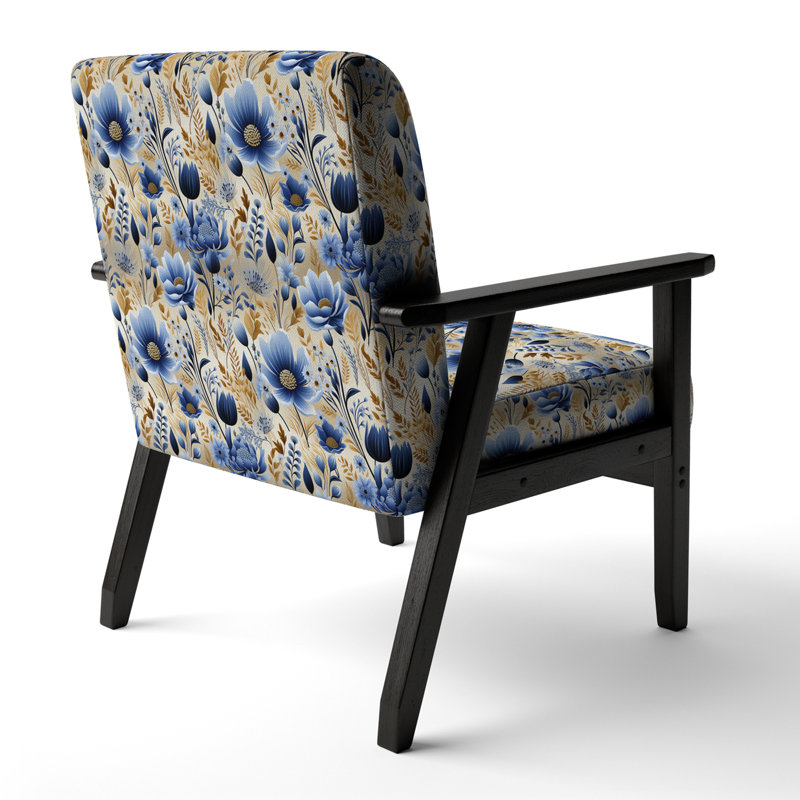 Chaise à accoudoirs rembourrée Blue Meadow Flowers
