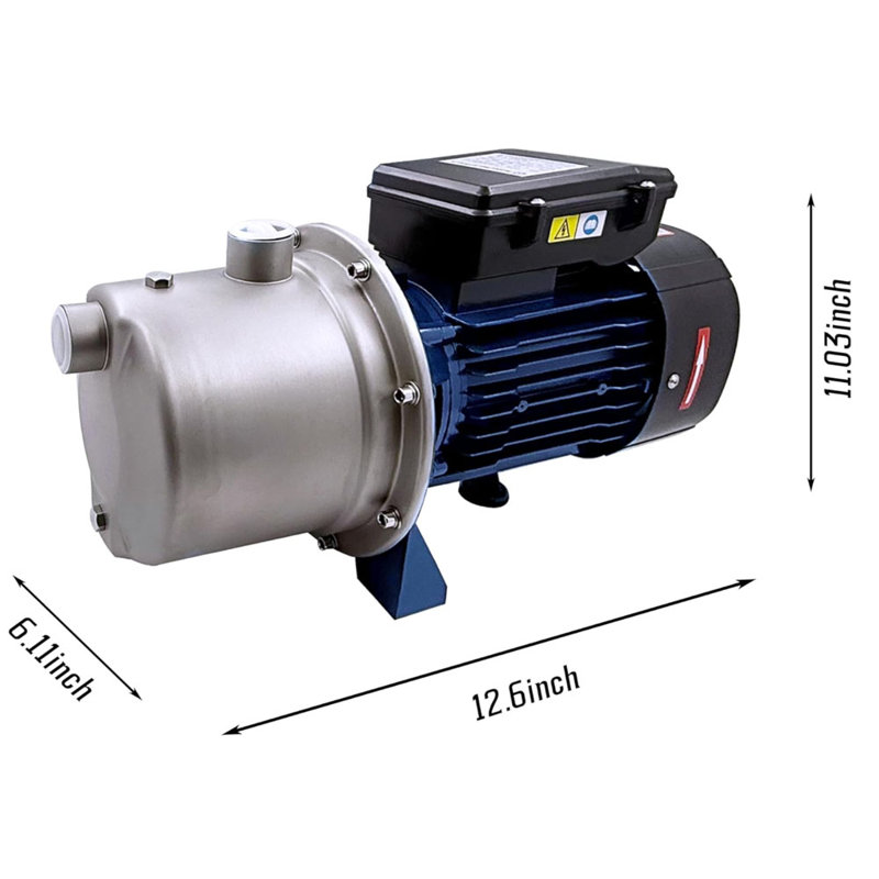 Pompe à jet de 1,1 kW / 1,5 ch peu profond / profond avec ensemble d'éjecteurs, 5 m³ / h, 50 m, pompe en fonte durable de 120 V, interrupteur à pression automatique, pour la ferme, la pelouse et le jardin (1,5 hp)