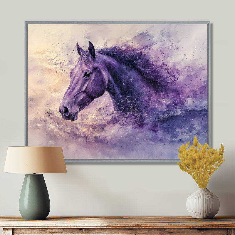 Lavande, rêve, cheval, harmonie I - cheval, art mural, H 12 po x l 20 po, Impression sur cadre flottant, Argent argent