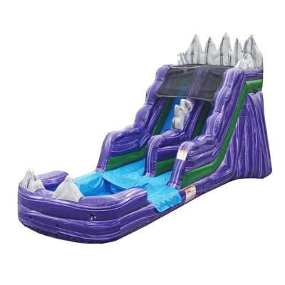 Glissade d'eau gonflable de qualité commerciale 15 pi JumpOrange Dark Night (avec piscine et souffleur)
