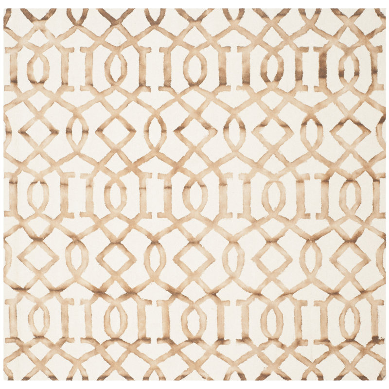 Xiong Hand Tufted Wool Geometric Rug, Square 7'