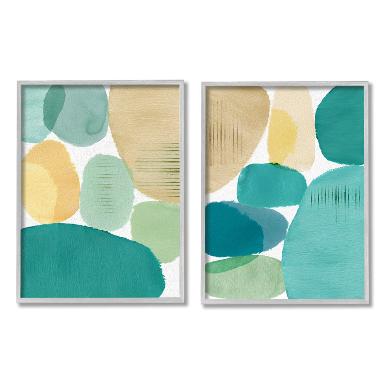 Abstrait géométrique vert 2 pièces, Estampe numérique Farmhouse, H 20 po x l 32 po x P 1,5 po