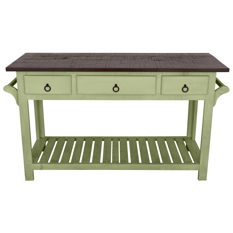 Sirenna Solid Wood Kitchen Island, Green