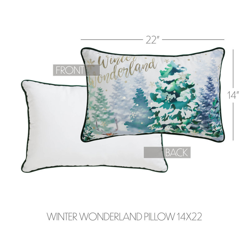 Winter Wonderland Green and Gold Velvet Christmas Pillow