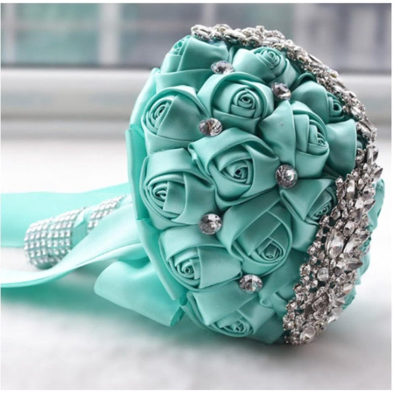 Bouquet de broche Quinceanera, Bleu sarcelle