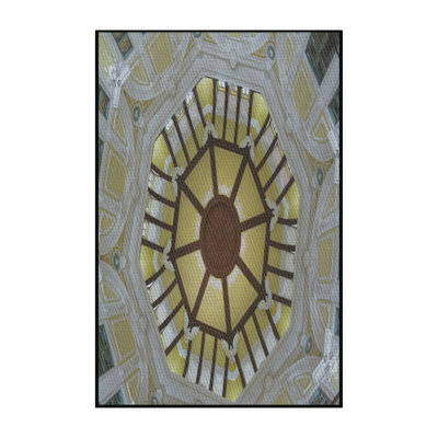 Tapis gris/jaune/brun à motifs