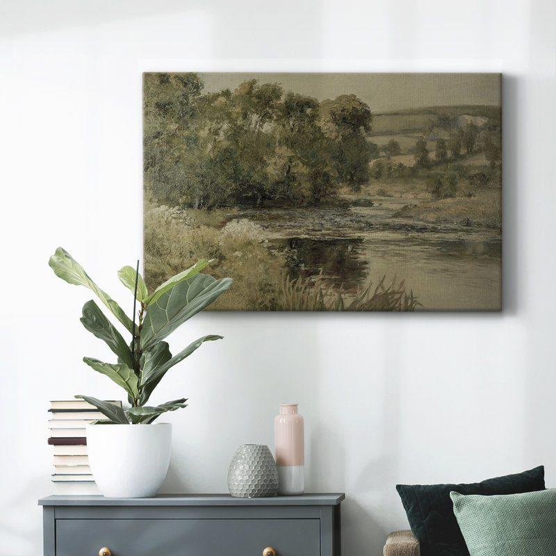 Paysage rétro - DCCCLxxx, H 9 po x l 13 po x P 1,5 po, Toile tendue