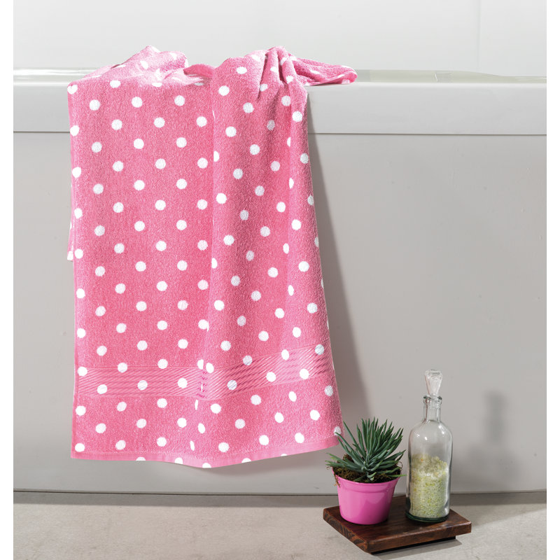 Ronreco 100% Cotton Midweight Hand Towel, Pink/White