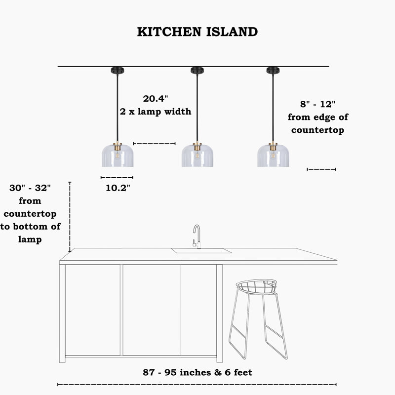 Allenstown 1-Light Dimmable Glass Single Dome Kitchen Island Pendant