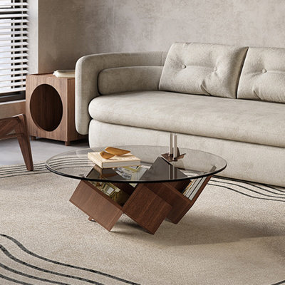 Round glass coffee table