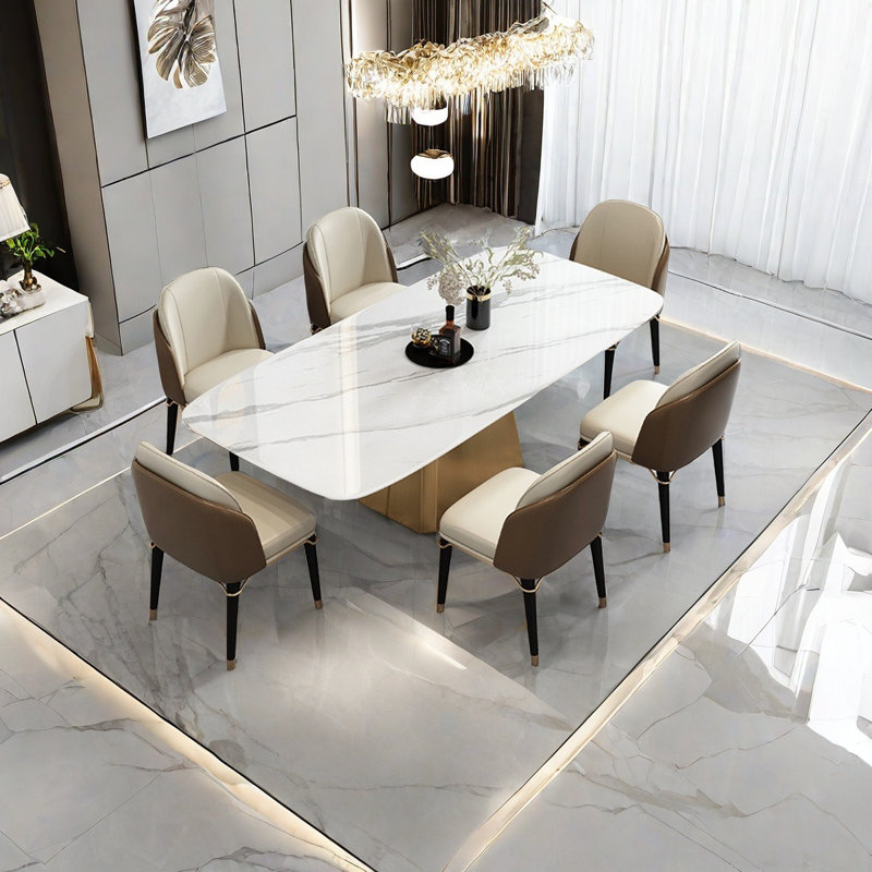 Modern Rock Dining Table, 29.5"H x 63"L x 35.4"W