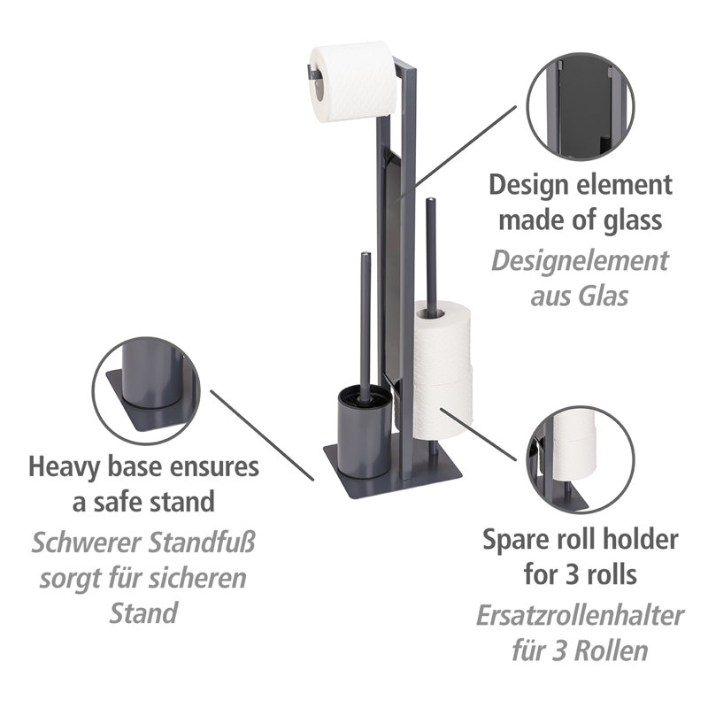 Sagrario Freestanding Toilet Brush and Holder, in Grey