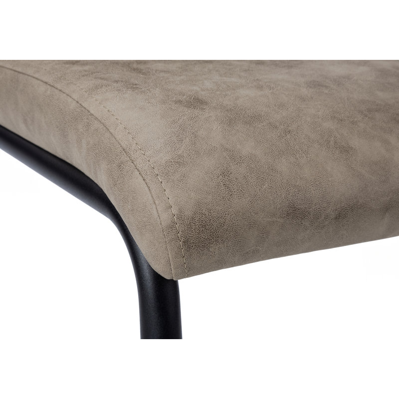 Chaise de salle à manger, ensemble de 2, latérales, rembourrées, cuisine, salle à manger, hauteur 39 po, tissu brun, métal noir, contemporain, moderne