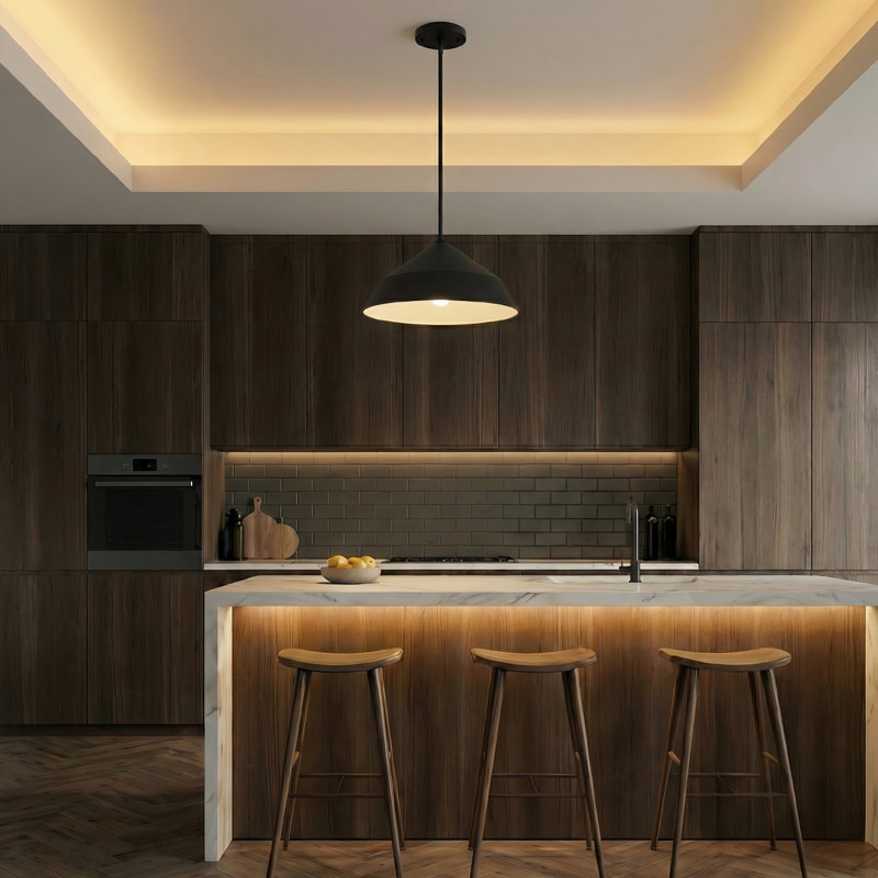Modern Minimalist 14-inch Integrated Led Black Wrought Iron Pendant Light Home Lighting Fixture