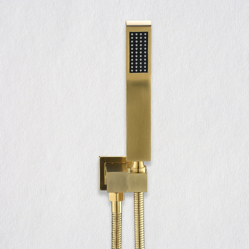 Brushed Gold Ceiling Shower System - 16" Head With Handheld Natural Rainfall Simulation Self-cleaning Nozzle American Standard Bathroom Fitting Mounted In And Journey