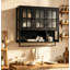Armoire de rangement murale moderne minimaliste avec portes en verre trempé cannelé, tablettes amovibles et porte-serviettes, armoire de rangement flottante pour salle de bain-1219547650-1219547655