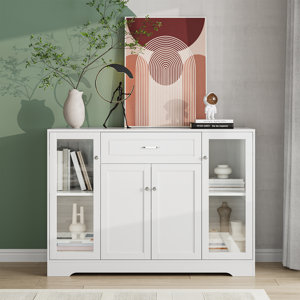 4-Door Sideboard with Drawer, White