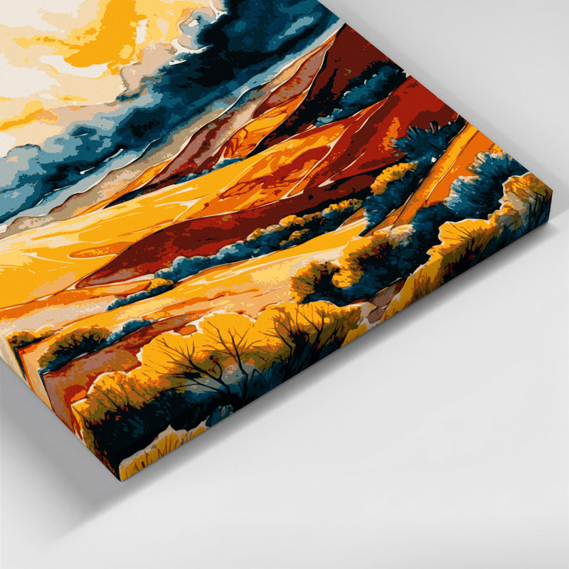 «Watercolor Landscape 85», art mural sur toile brune, H 16 po x l 16 po