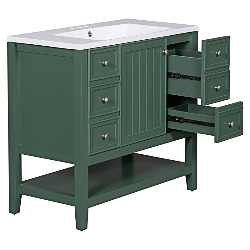 Meuble-lavabo de salle de bain avec lavabo, Vert