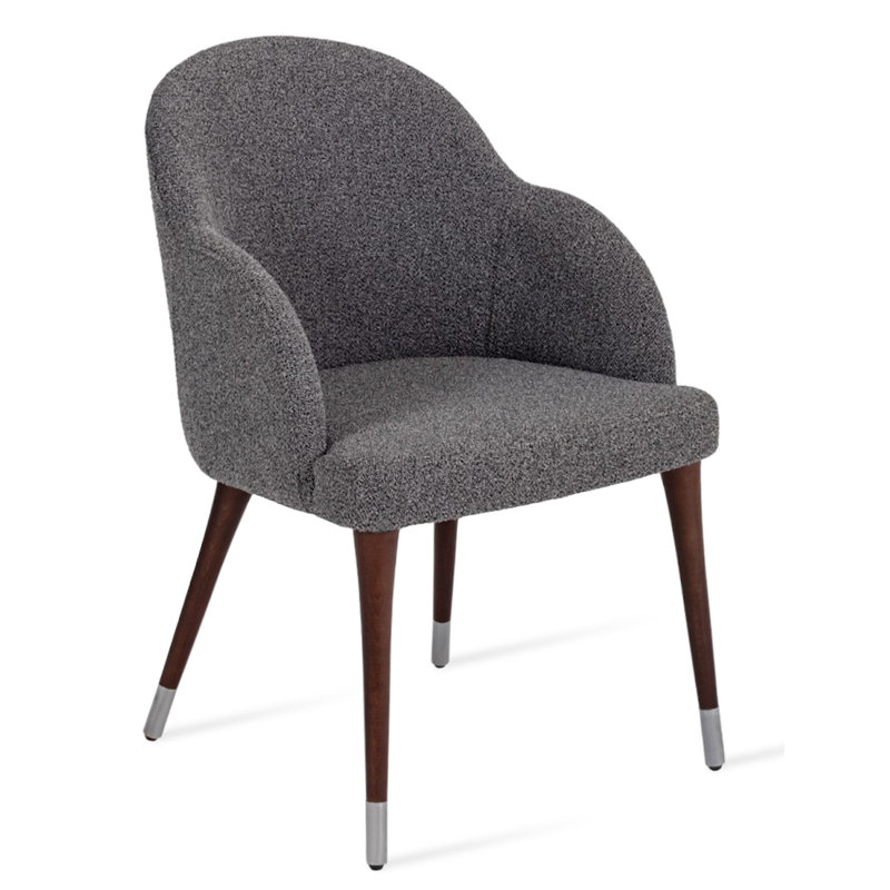 Fauteuil Alice en tissu blanc cassé Boucle, gris