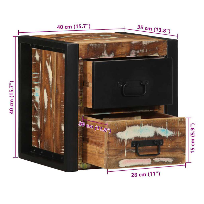 40cm W Solid Wood Bedside Table