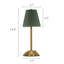 Lampe de table transitionnelle à 1 lumière à intensité variable avec tissu plissé vert sauge effilé pour tables d'appoint de salon d'hôtel (ensemble de 2)
