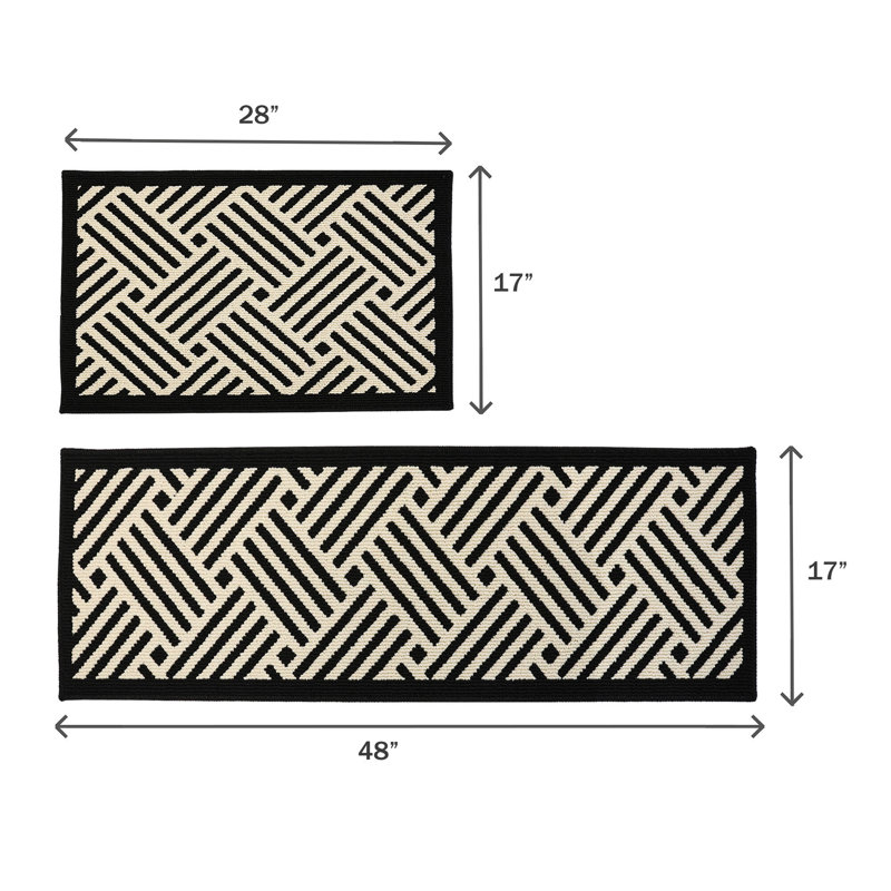 Donrico 2 - Piece Anti-Fatigue Non-Skid Kitchen Mat Set, Runner 43.2cm x 71.1cm + Runner 43.2cm x 121.9cm