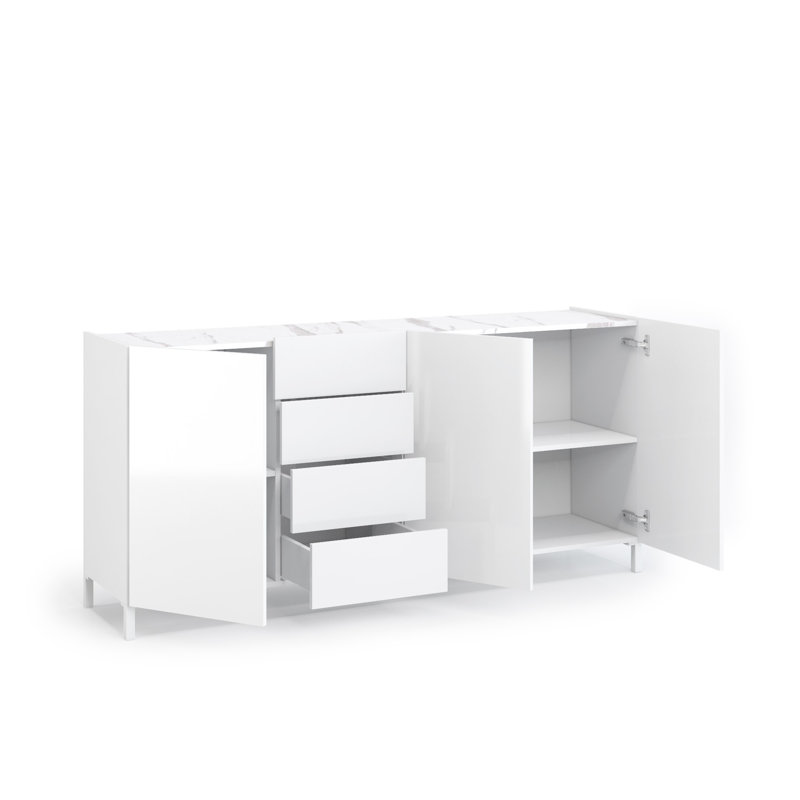 Areah 441.96cm Sideboard, White/Calacatta