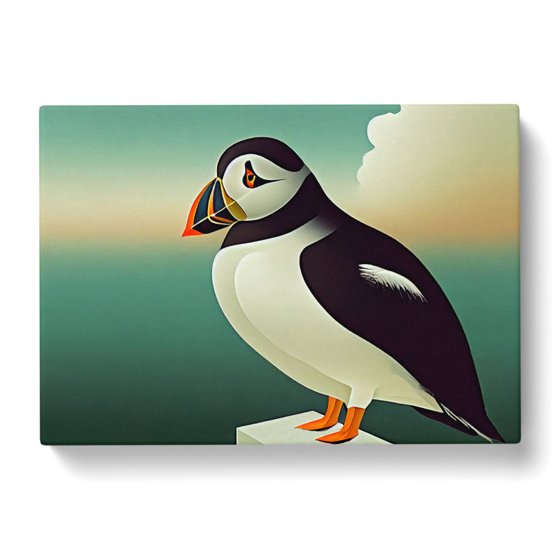 Pleasant Puffin Bird - Wrapped Canvas, 35cm H x 50cm W x 3cm D