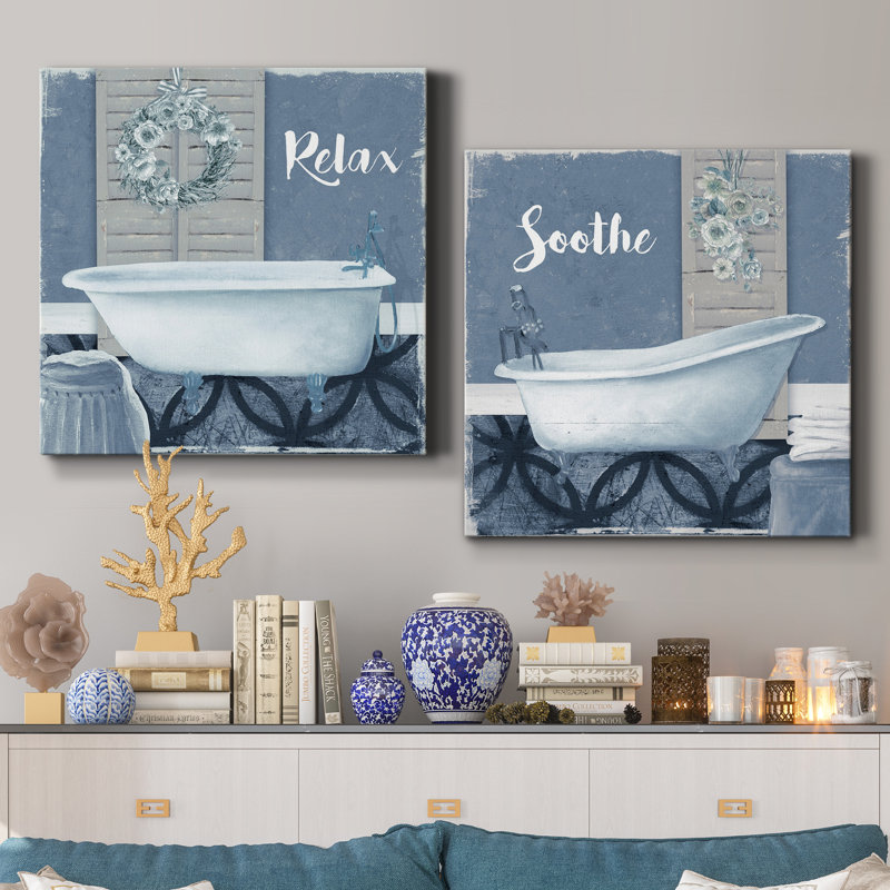 Relax - ensemble de 2 impressions sur toile, H 32 po x l 64 po x P 1 po, Toile tendue