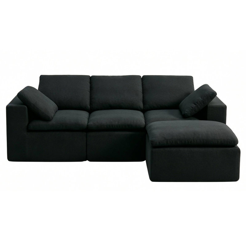 Canapé modulaire Cloud - Petit format, Black Cotton, H 33,08 po x l 105,95 po x P 66,96 po