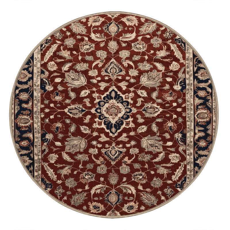 Tapis brun lavable à la machine, Rond 4 pi