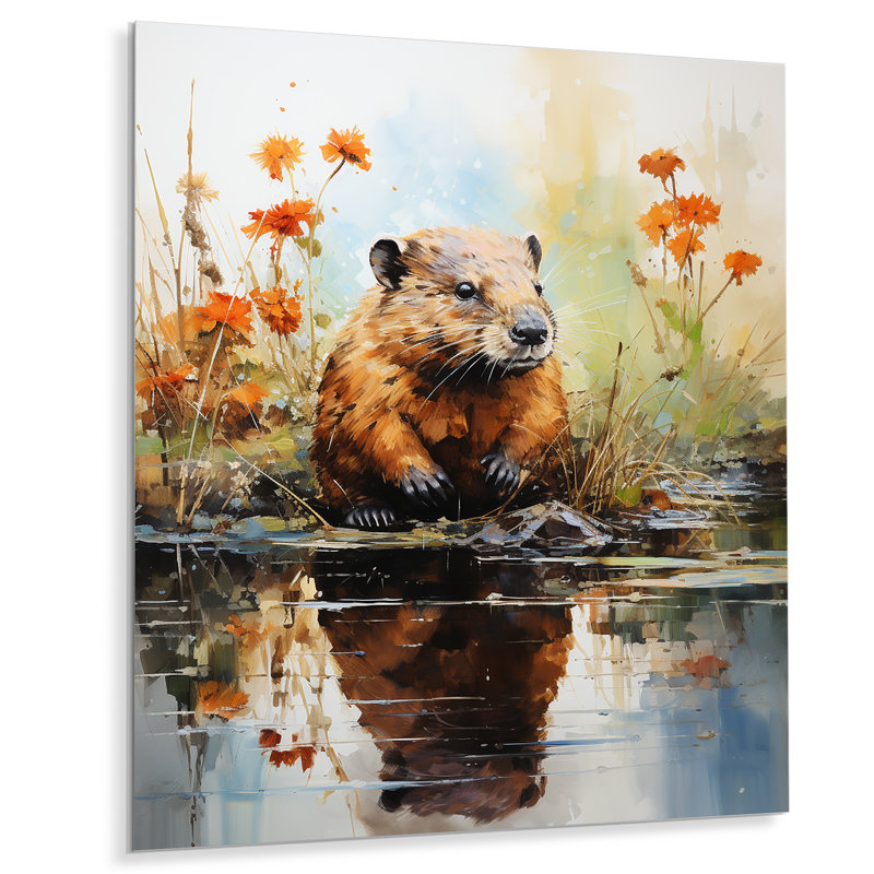 Beavers Pond Reflections Florals I - Art mural en métal Beaver, H 20 po x l 12 po x P 1 po