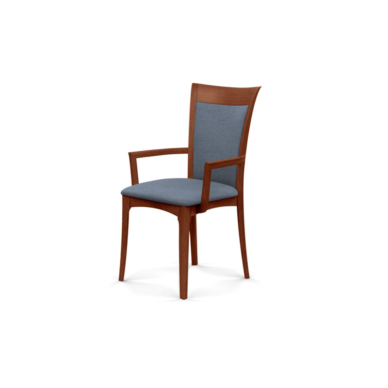 Fauteuil rembourré en bois massif Morgan, Cerise cognac, Microsuède onyx