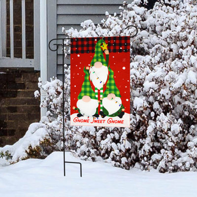 Christmas Gnome Tree Burlap Garden Flag 12x18