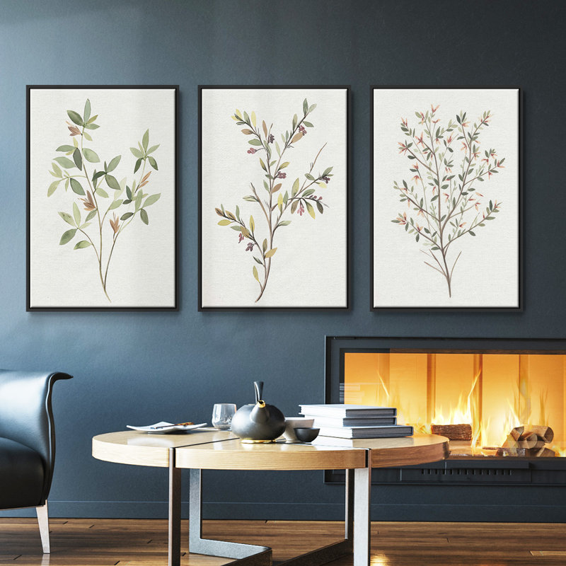 «Unbleached Neutrals IV», ensemble de 3 reproductions encadrées sur toile, Noir, H 27 po x l 54 po