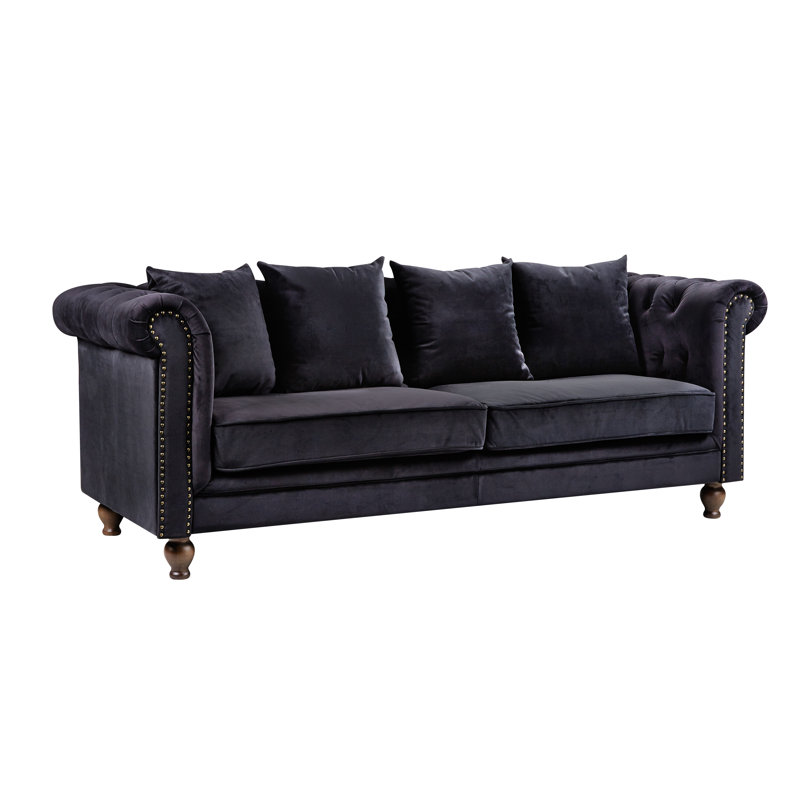Fenella Velvet Sofa, Black