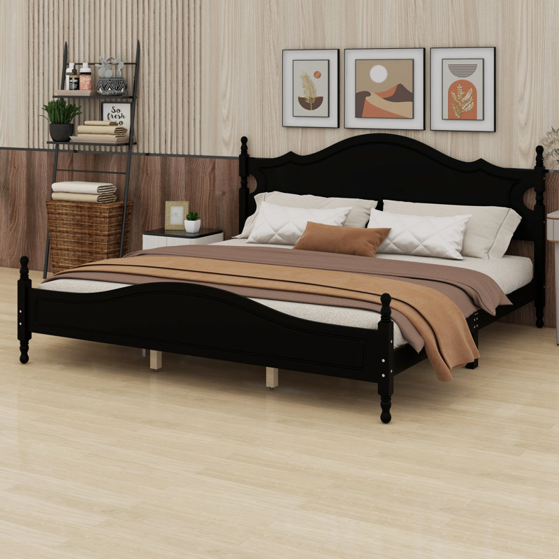 Base de lit plateforme en bois Classic Classic, système de support à lattes de bois, Black