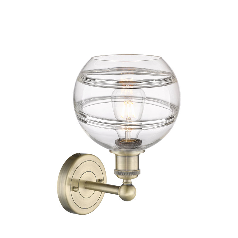 Applique murale 8 lumières Edison Bienes, Transparent, H 12,13 po x l 8 po x P 8,5 po, Laiton antique