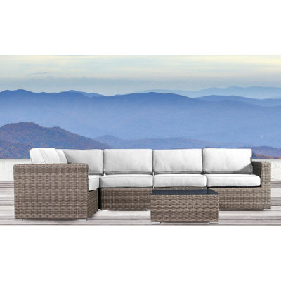 Treana Fully Assembled Wicker 4 - Person Seating Group with Sunbrella Cushions
