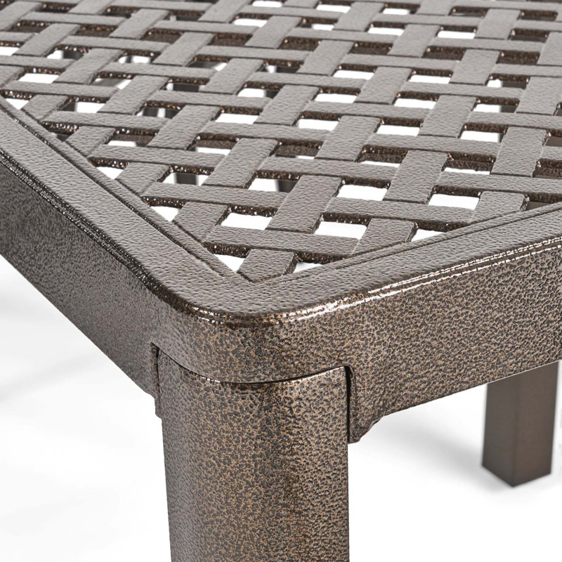 Table de salle à manger d'extérieur moderne en aluminium avec accents tissés
