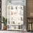 67.25'' Tall Iron Display Cabinet with Glass Door and LED Lights Steel Curio Cabinet for Collectibles Figures Trophies 3-Sided Glass Display Case for Home Office Study Room Stores Playroom - White