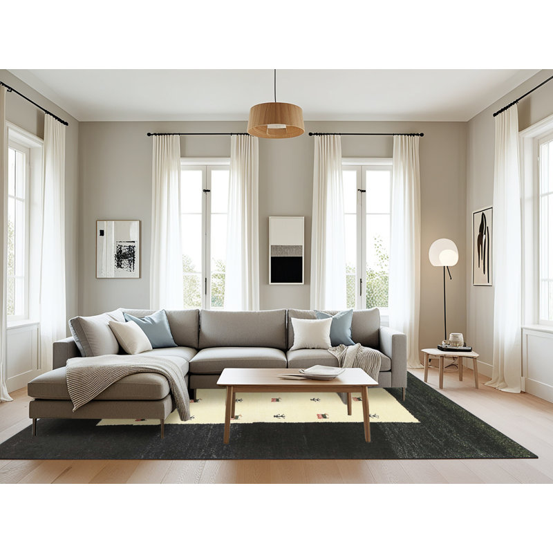 Tapis gris anthracite / beige Chichica, Rectangle 8 pi x 10 pi