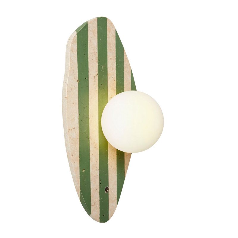 Lampe murale élégante avec corps en travertin, beige et blanc, 16,5 po x 4,0 po | Plaque de base de diamètre de 4 po x 1,2 po | Bouton marche / arrêt sur le câble, douille G9 (10 W maximum), parfait pour le décor du salon et de la chambre à coucher, indice de protection IP20