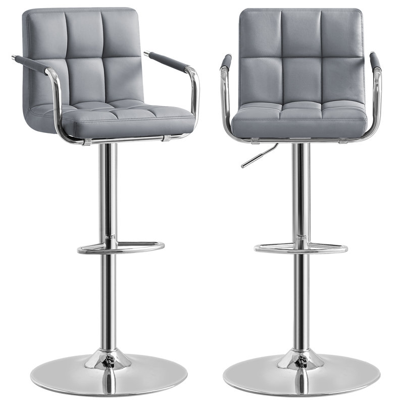 Montvale Swivel Upholstered Adjustable Height Counter Stool, Grey